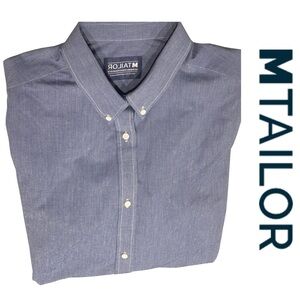 NWOT | MTailor Men’s Button Down Casual Dress Shirt | Denim Blue | XXL *